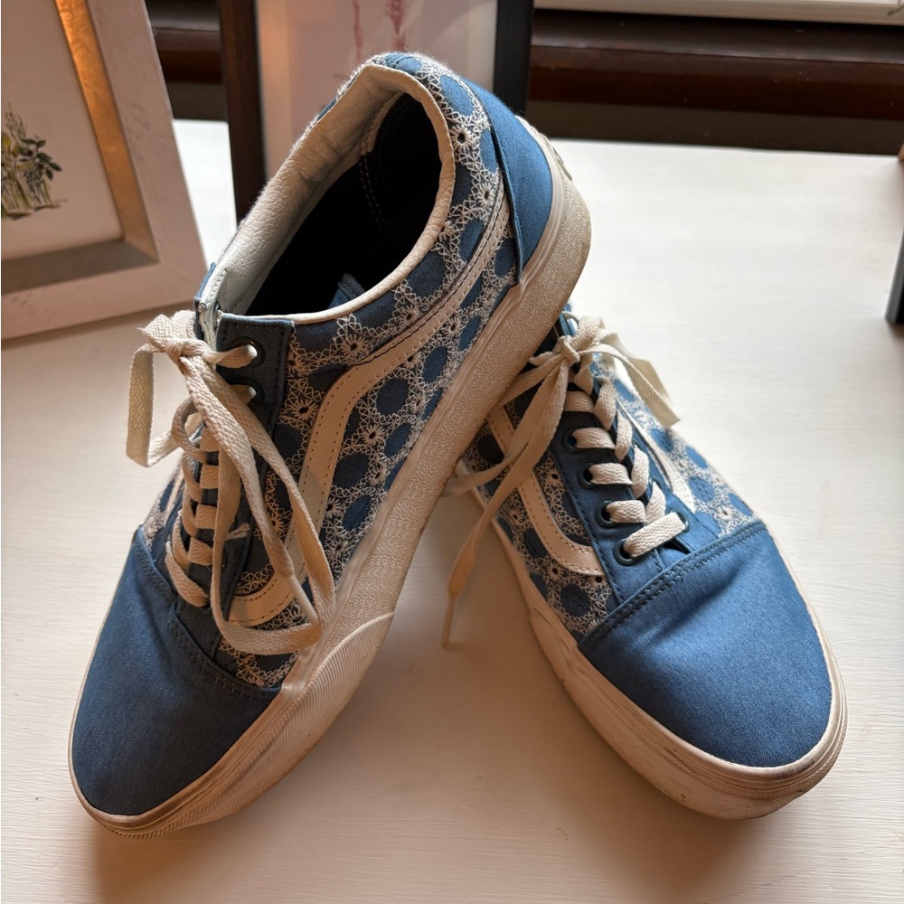 Vans Blue and White Lace Flats